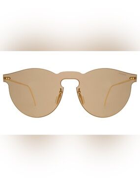 Illestevia “Leopard Mask” Brown & Gold Rimless Shield Sunglasses